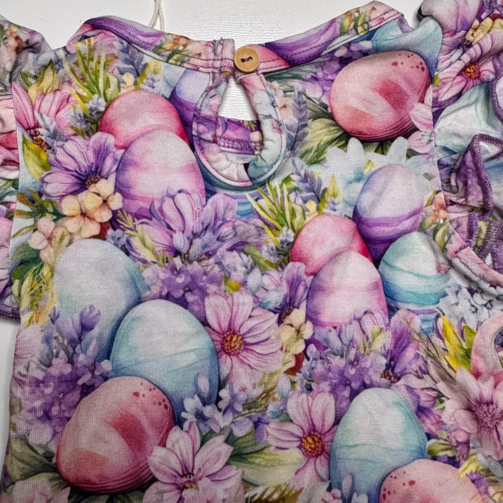Bums & Roses Ruffle Dress So Eggstra 6-12 months bamboo Easter egg‎ twirl NEW